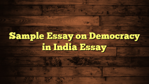 Sample Essay on Democracy in India Essay